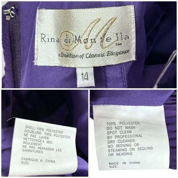 RINA DI MONTELLA BEAD RUCHED AMETHYST PURPLE MOTHER OF THE BRIDE COCKTAIL DRESS - Picture 13 of 14